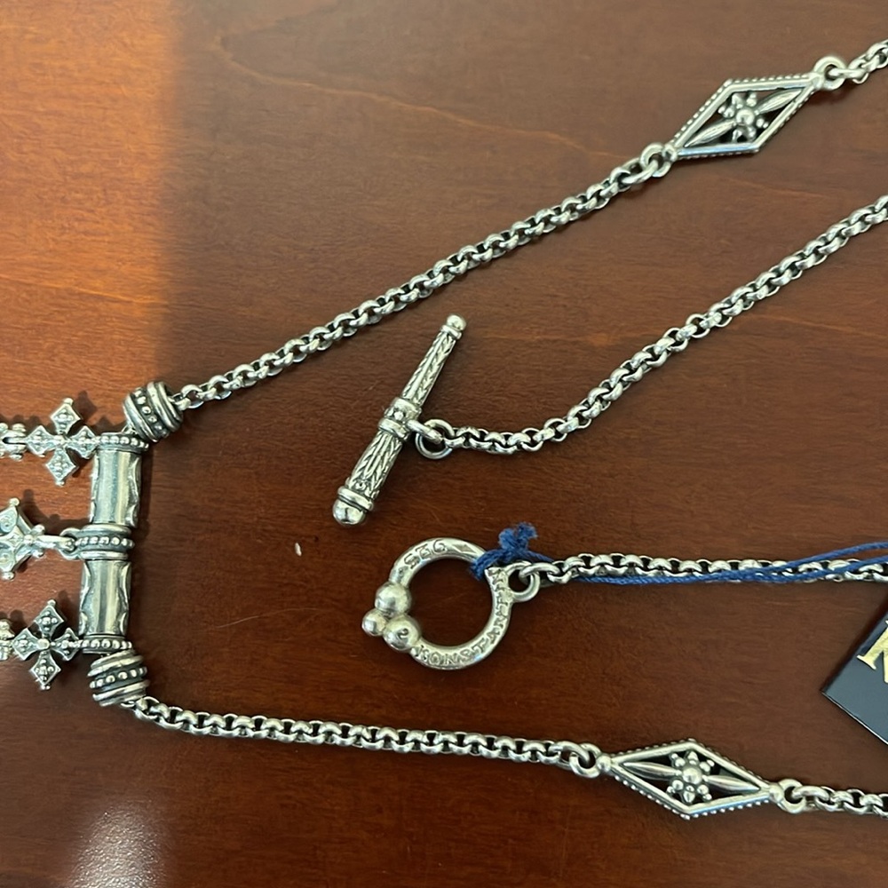 *Price Firm* Konstantino Sterling Silver Triple Cross / Sword Necklace 20” Chain - Picture 5 of 12